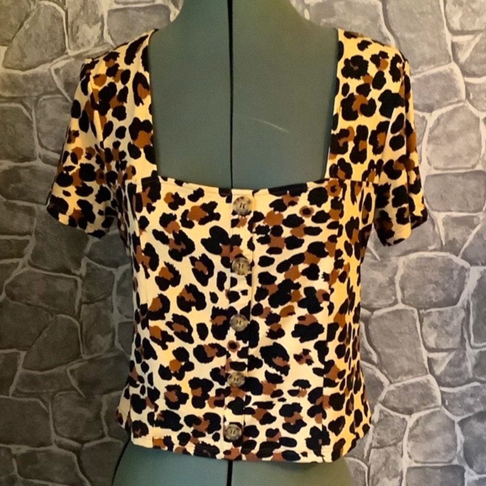 NWT Self Esteem Women Animal Print Stretch Top L